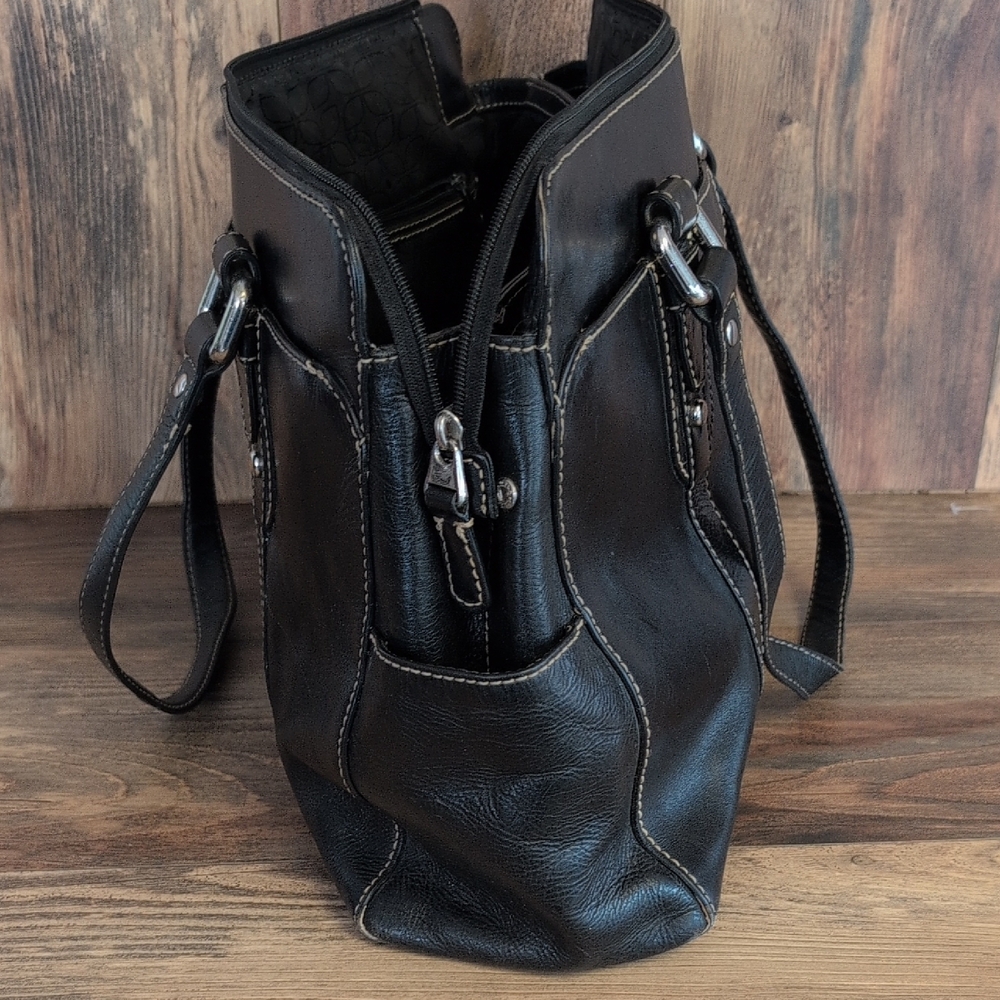Fossil Large Heavy Black Leather Laptop Tote Office Travel Bag          C279 - Picture 2 of 16